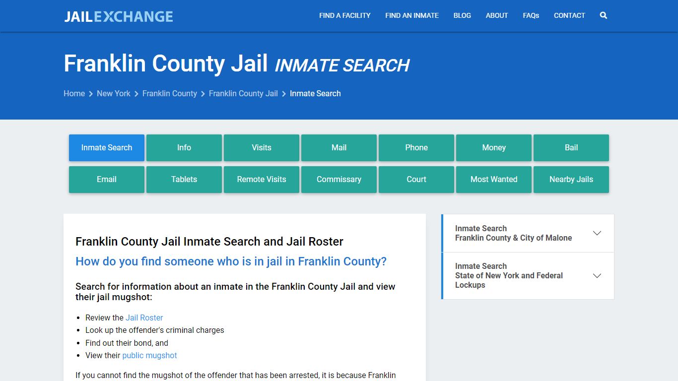 Inmate Search: Roster & Mugshots - Franklin County Jail, NY